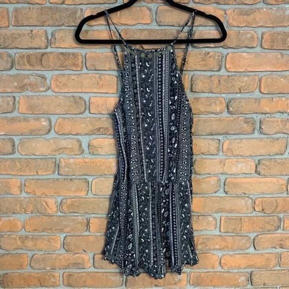 American Eagle Romper Womens Small Black Floral Paisley Sleeveless Summer Boho